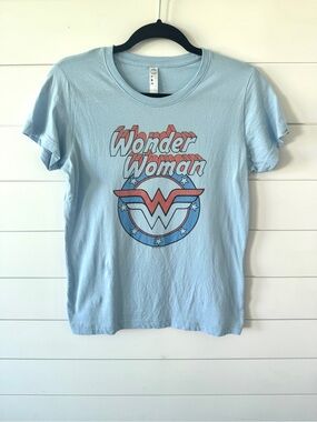 Wonder Woman Graphic Tee - Light Blue Top - Size Medium
